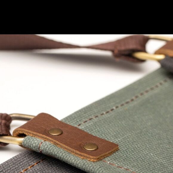 Waxed Canvas Half Apron for Women and Men / Barista  Waitress Bartender Apron. - Picture 3 of 12